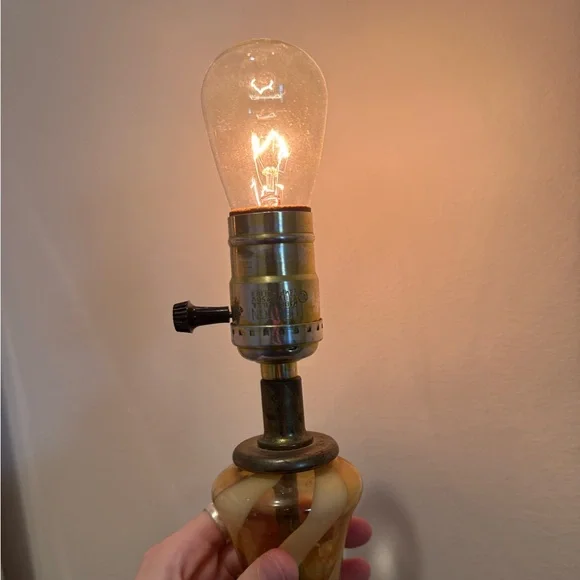 Mid Centry Modern Amber and White Swirl Murano 1960s’s Lamp Glass Empoli - Picture 11 of 11